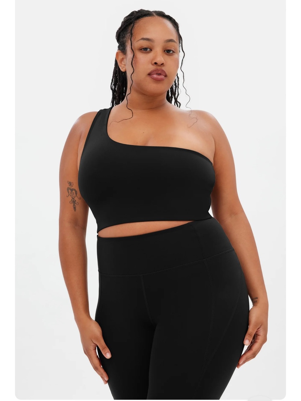 girlfriend collective Black Bianca One Shoulder Bra
